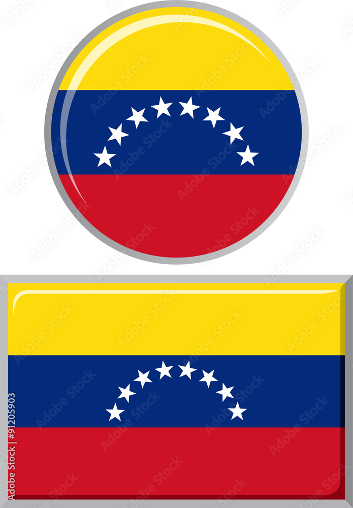 Venezuelan round and square icon flag. Vector illustration. Venezuelan round and square icon flag. Vector illustration.