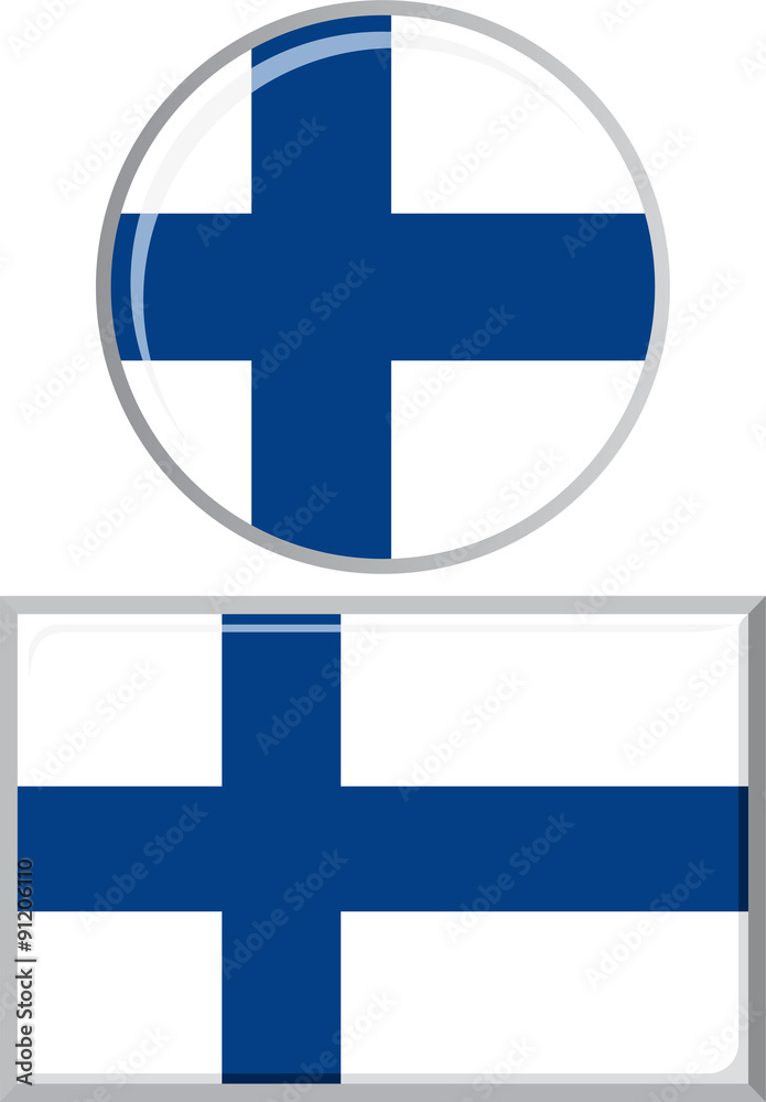Fototapeta premium Finnish round and square icon flag. Vector illustration.