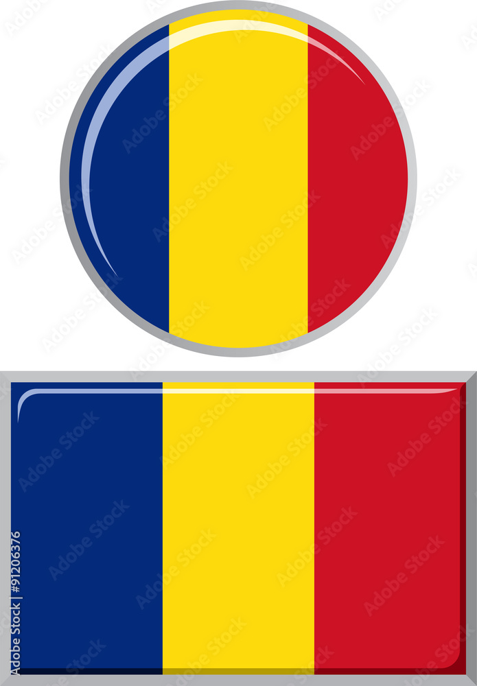 Fototapeta premium Romanian round and square icon flag. Vector illustration.