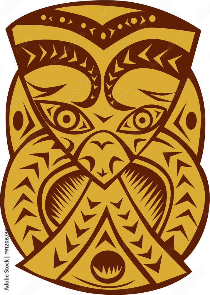 Maori Mask Woodcut Maori Mask Woodcut