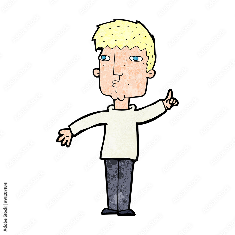 cartoon man raising point cartoon man raising point