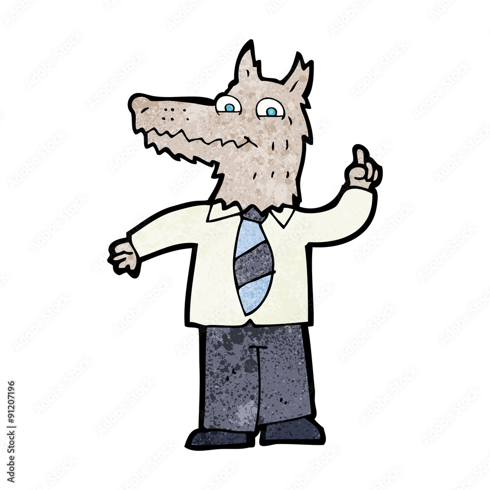cartoon business wolf with idea cartoon business wolf with idea