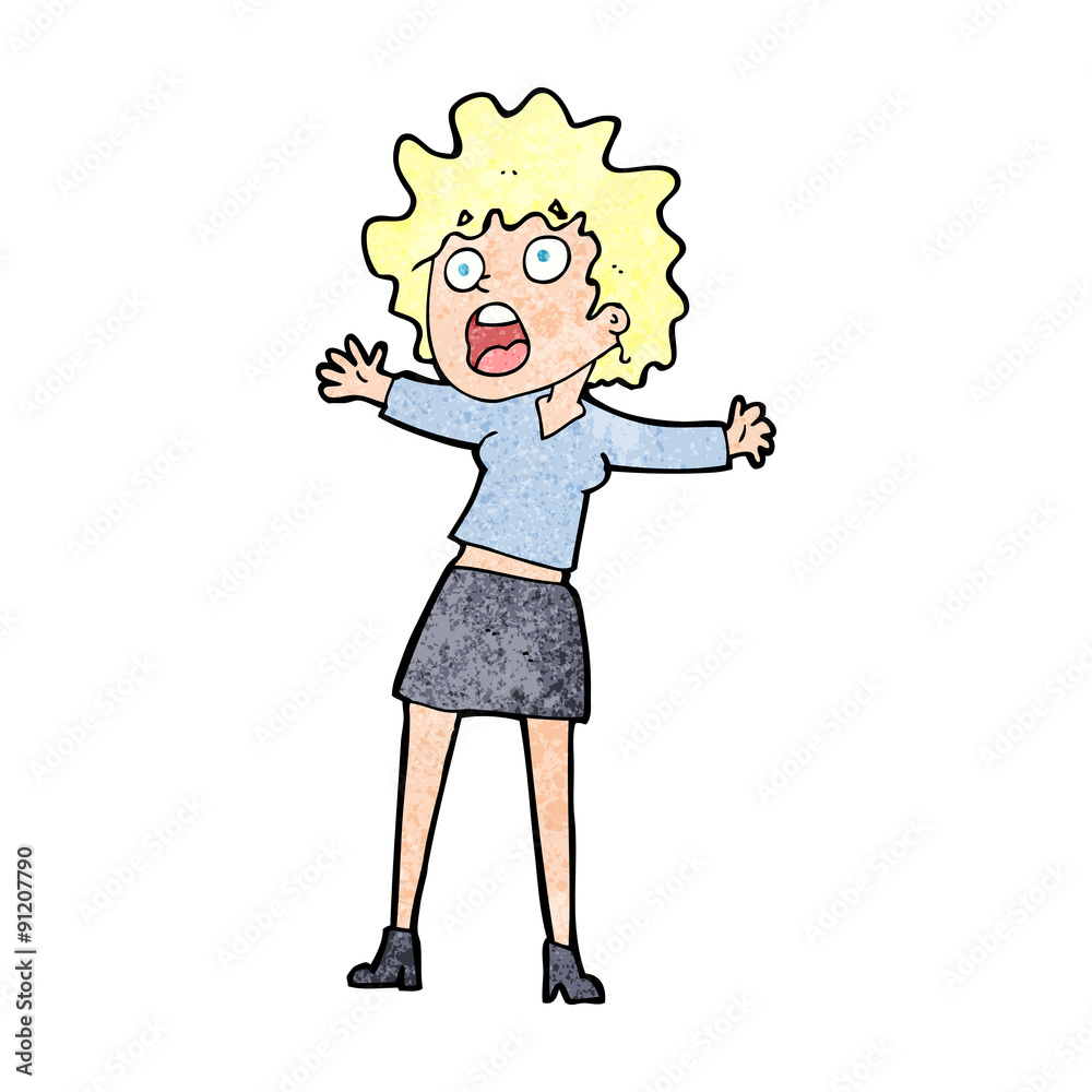 cartoon frightened woman cartoon frightened woman