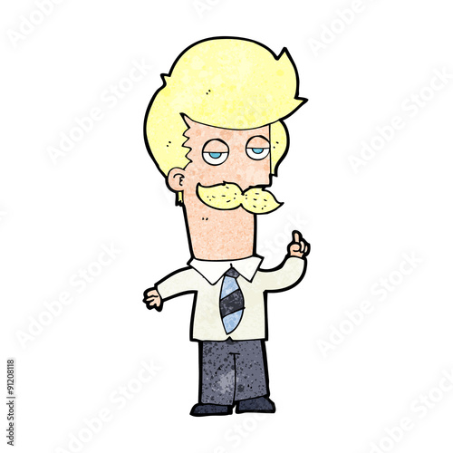 cartoon mna with mustache explaining