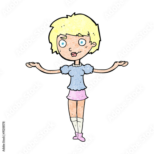 cartoon woman spreading arms