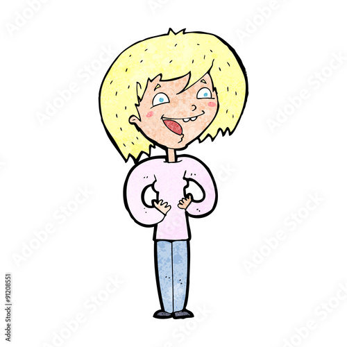 cartoon excited woman
