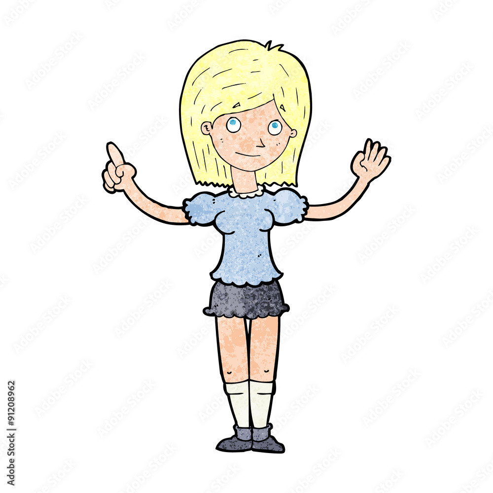 cartoon woman explaining idea cartoon woman explaining idea