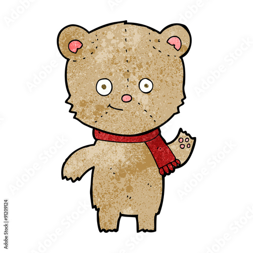 cartoon teddy bear waving