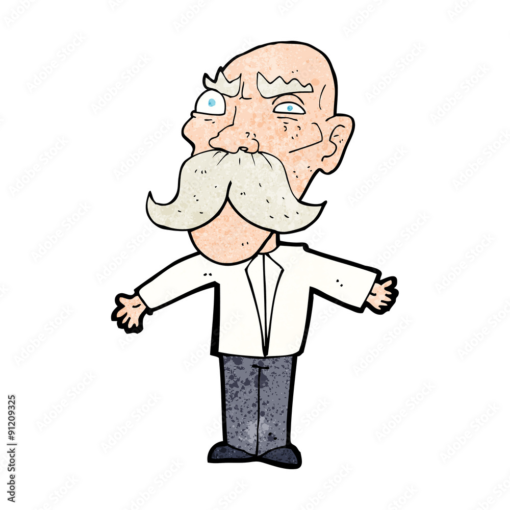 cartoon angry old man