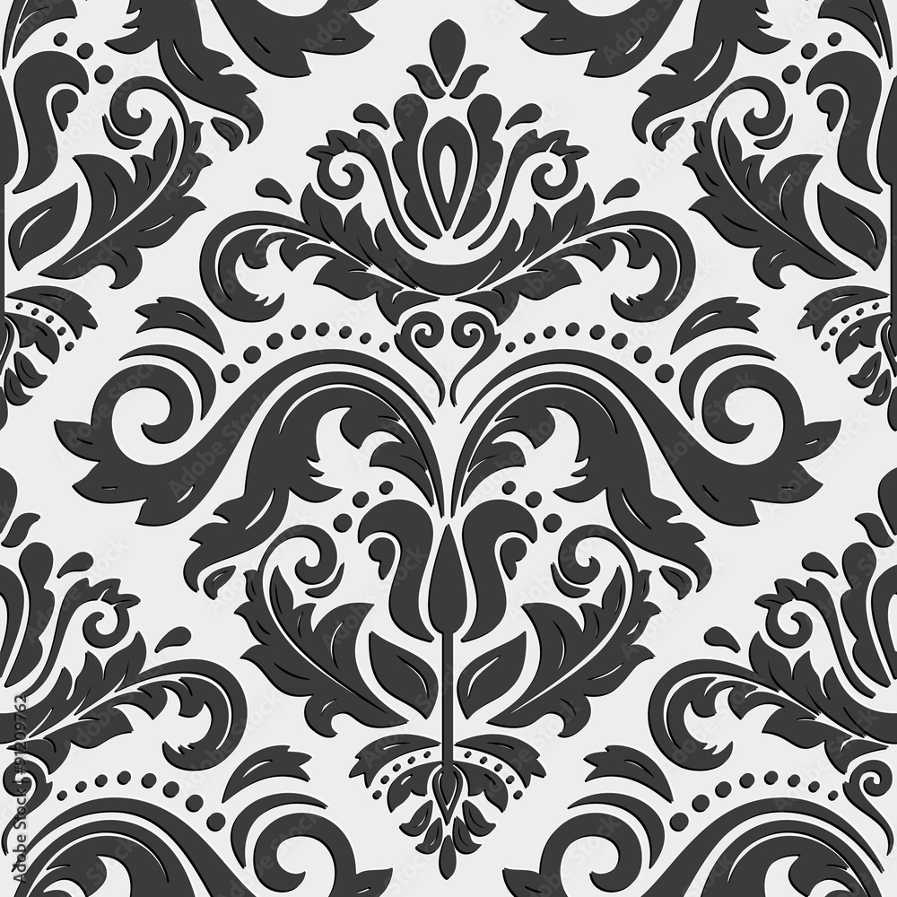 Seamless Vector Oriental Pattern With 3D Elements