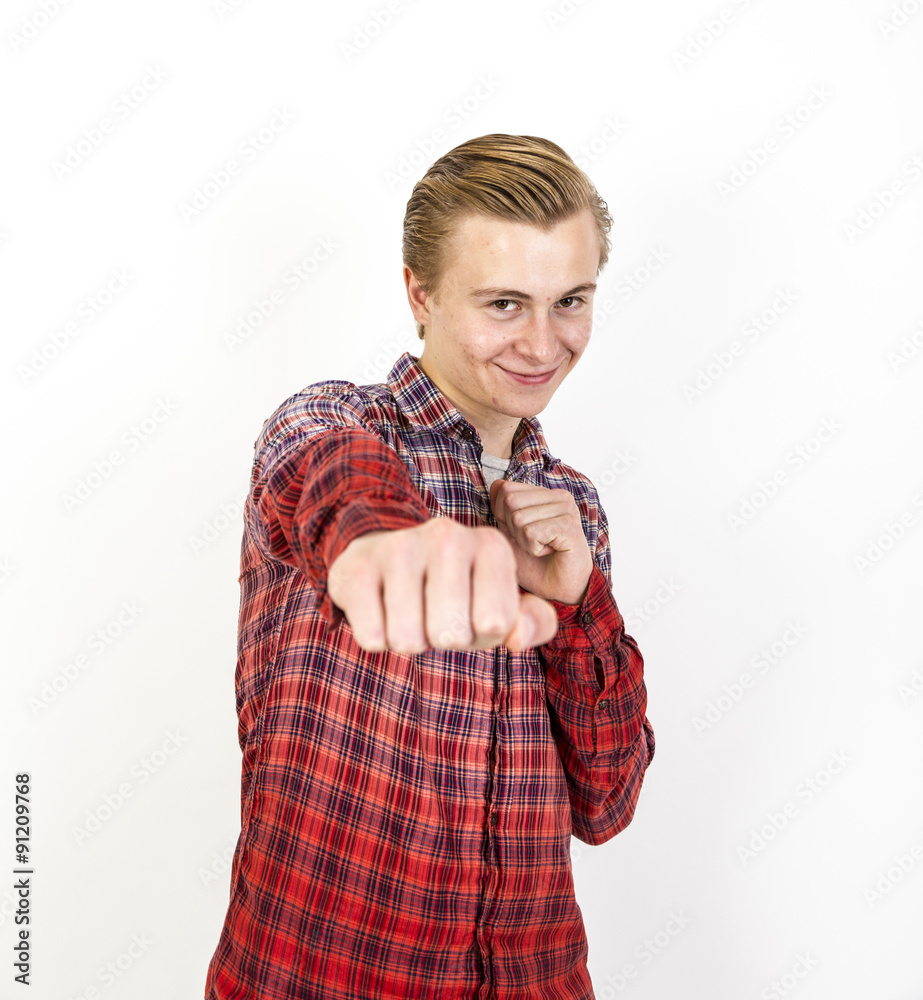 positive boy looking at camera. Isolated over white positive boy looking at camera. Isolated over white