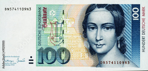 Historische Banknote, 1. Oktober 1993, 100 Mark, Hundert Deutsche Mark, Deutschland photo