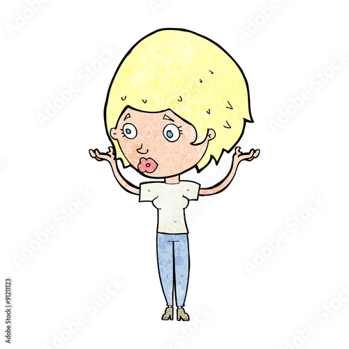 cartoon woman raising hands in air