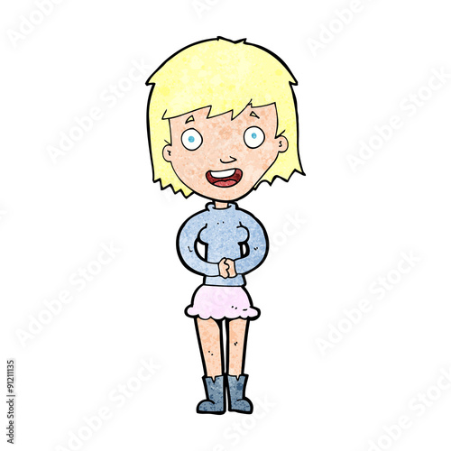 cartoon excited woman