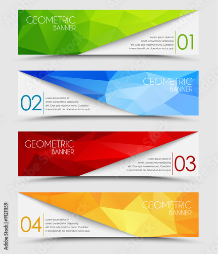 Set of geometric polygonal banners