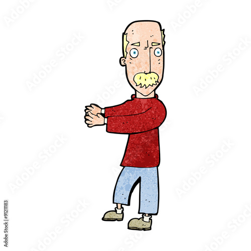 cartoon balding man explaining