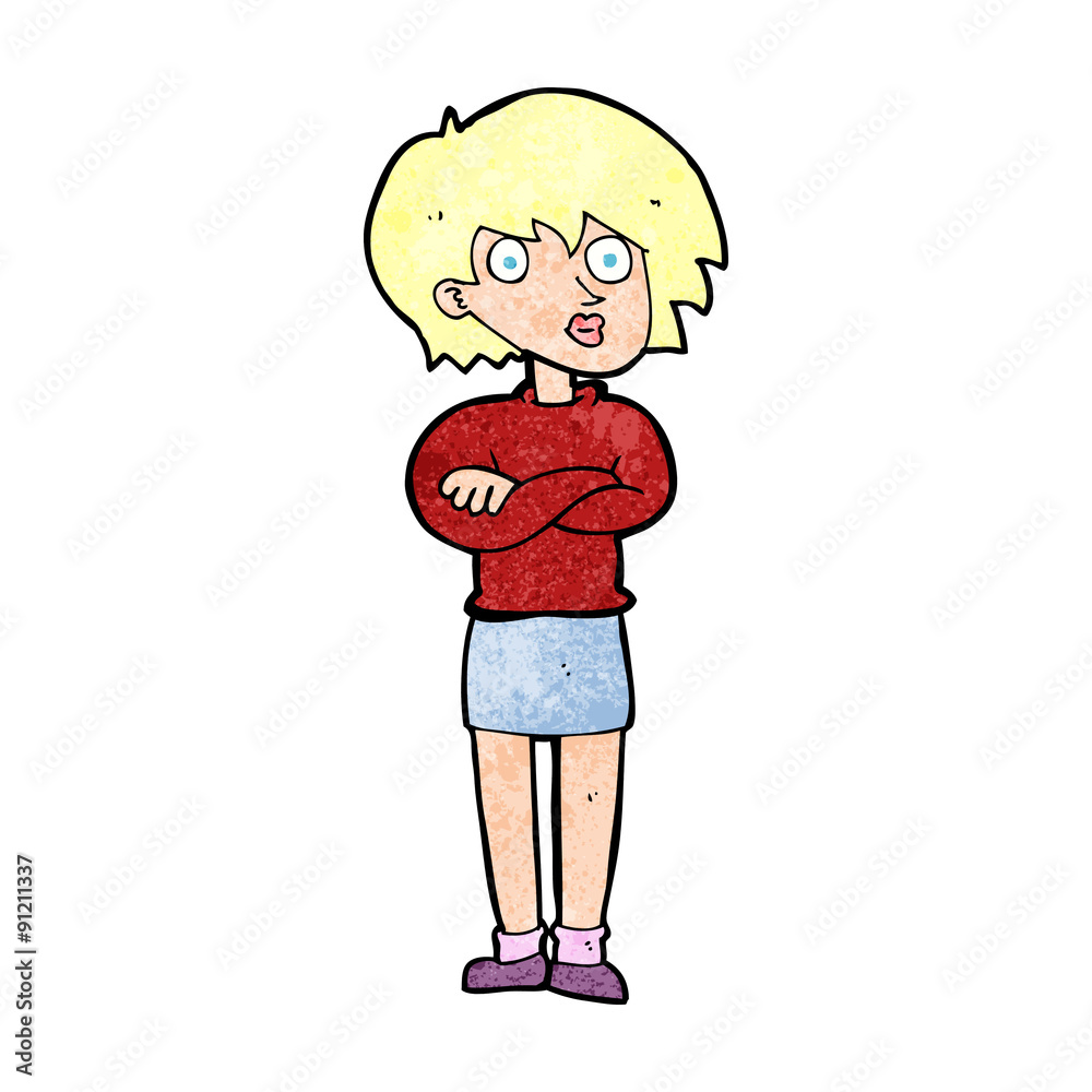cartoon woman wit crossed arms