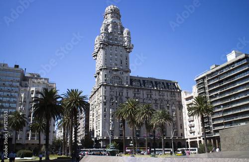 Salvo Palace from Independence Plaza in Montevideo, Uruguay  