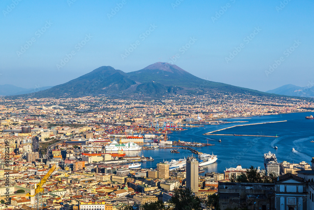 Napoli  and mount Vesuvius in  Italy