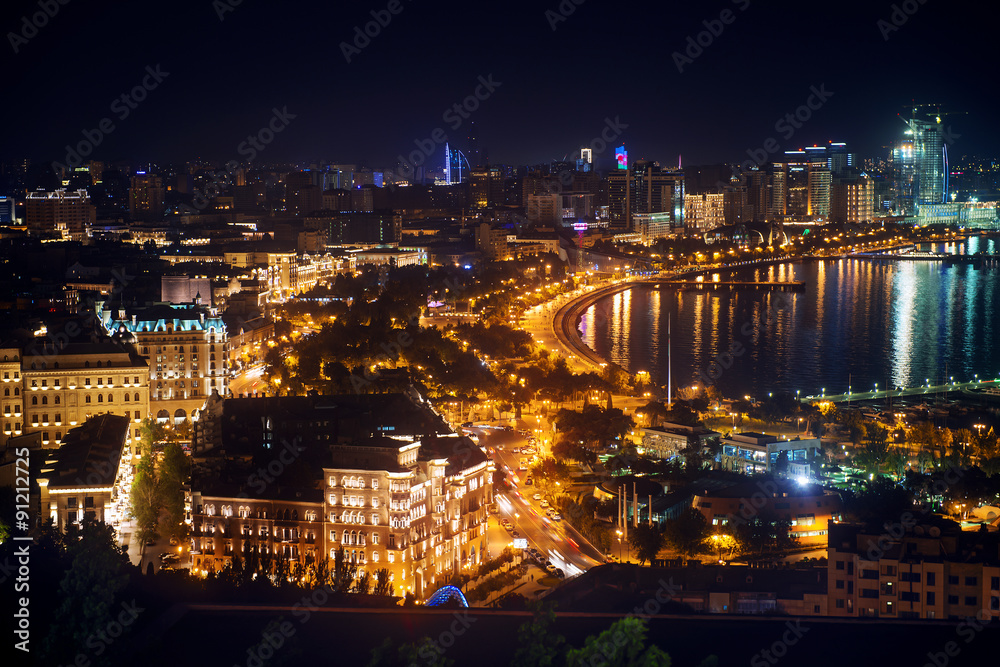 Evening view of Baku