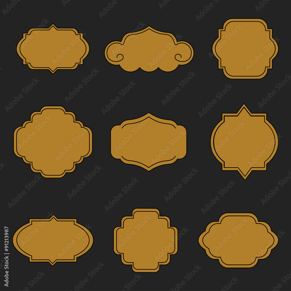 Set of vector labels on black background