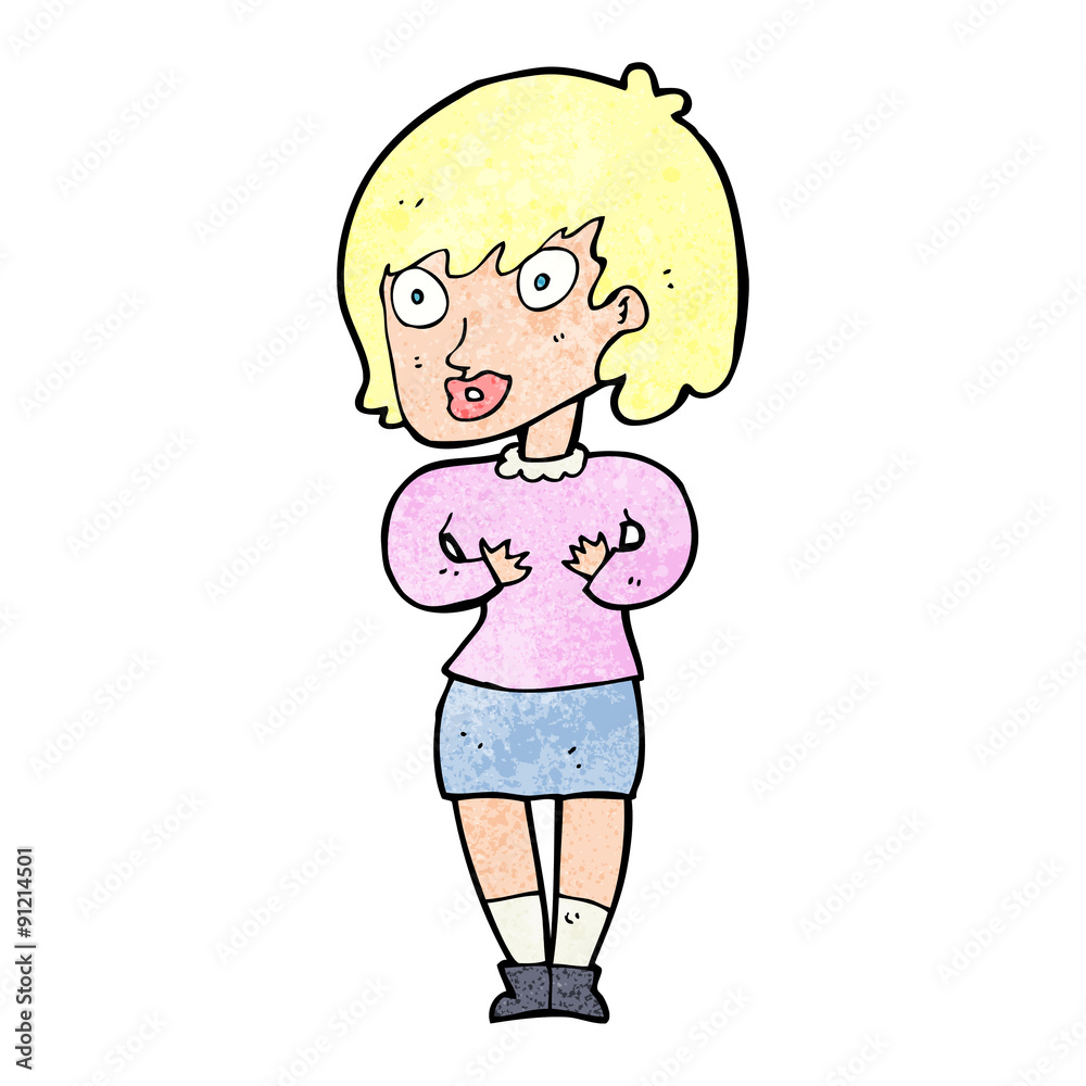 cartoon woman making Who Me? gesture cartoon woman making Who Me? gesture