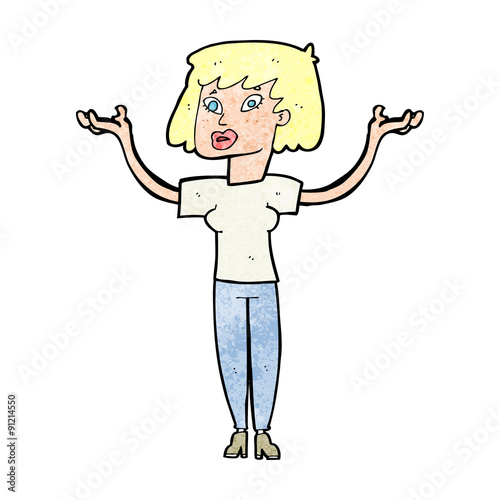 cartoon woman holding up hands