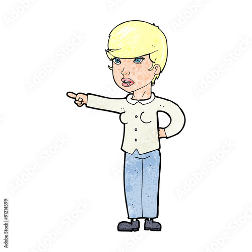 cartoon woman pointing finger of blame