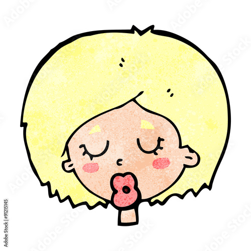 cartoon woman with eyes closed