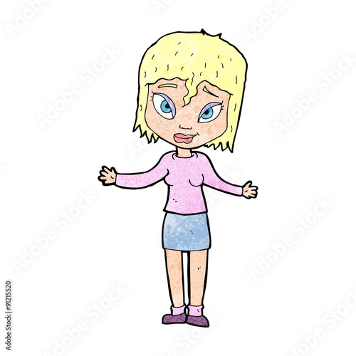 cartoon woman shrugging shoulders