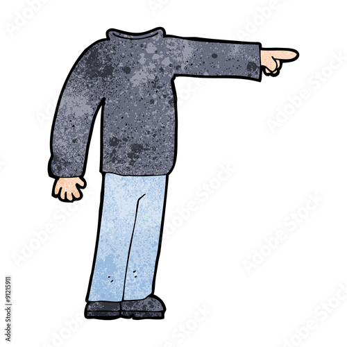 cartoon headless man pointing