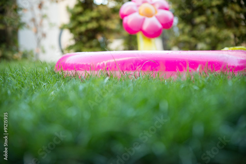 Inflatable swimming pool in the garden
