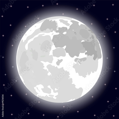 moon in the night sky with stars