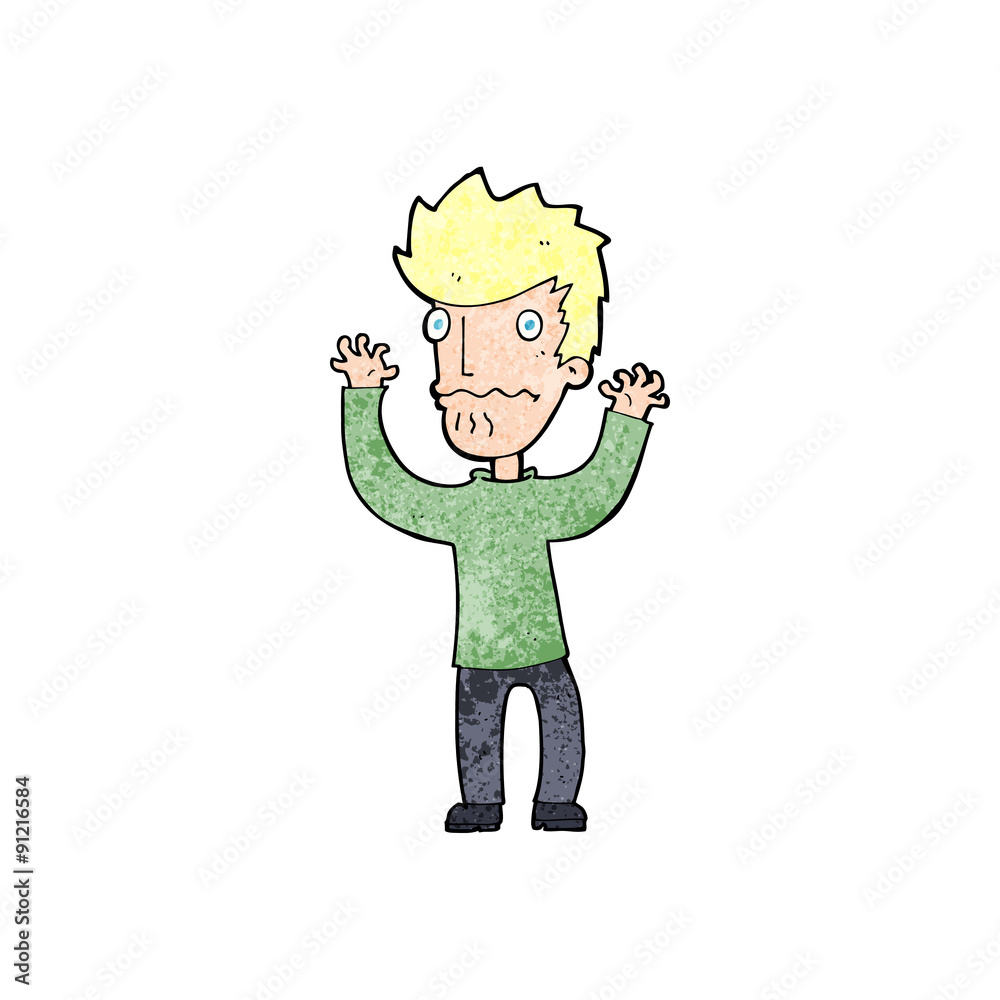 cartoon frightened man