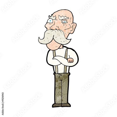 cartoon angry old man