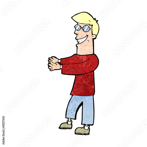 cartoon grinning man wearing glasses
