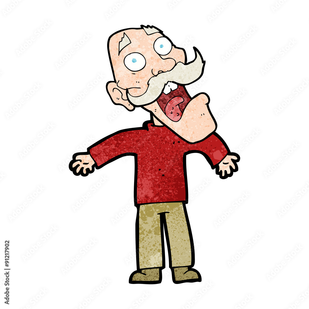 cartoon terrified old man