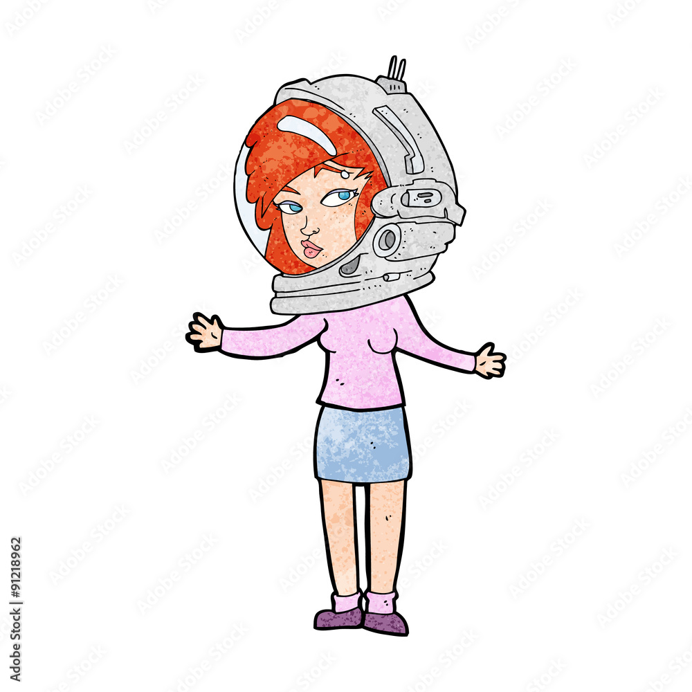 cartoon woman wearing astronaut helmet cartoon woman wearing astronaut helmet