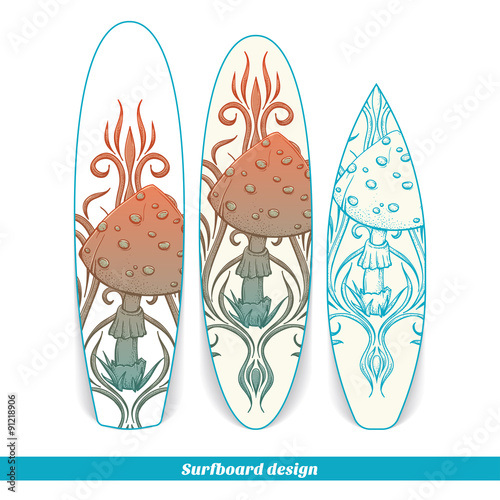 Surfboard Design Abstract Mushroom Two