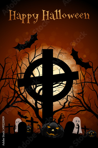 Halloween Zombie Party Poster. Holiday Card.