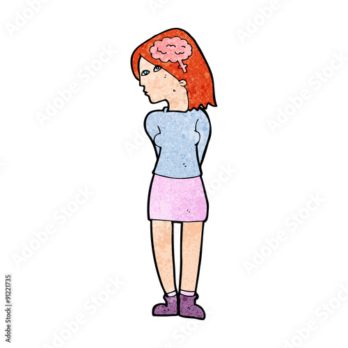 cartoon brainy woman