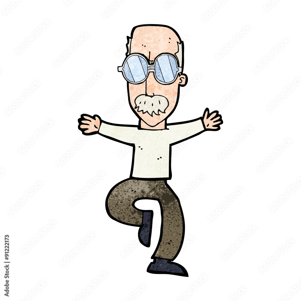 cartoon old man wearing big glasses