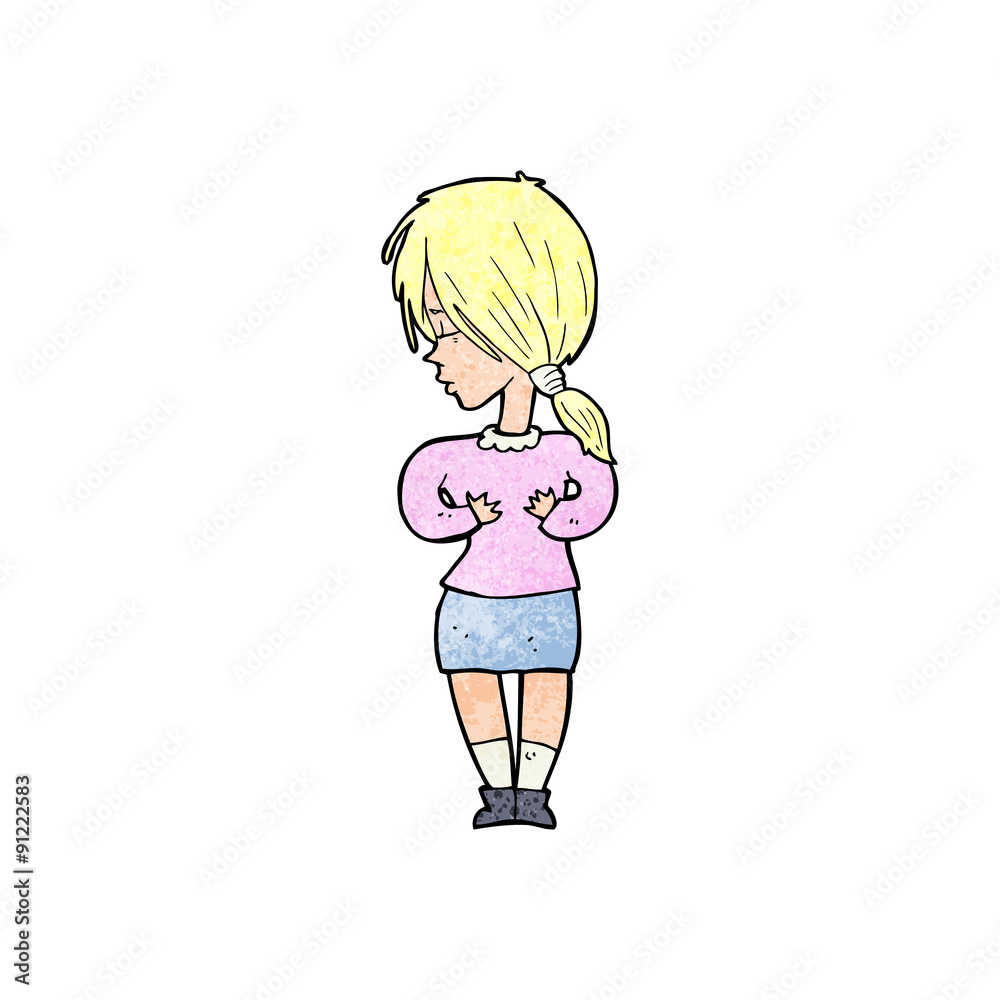 cartoon shy woman cartoon shy woman
