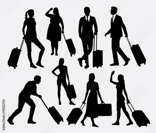 People male and female traveling silhouettes