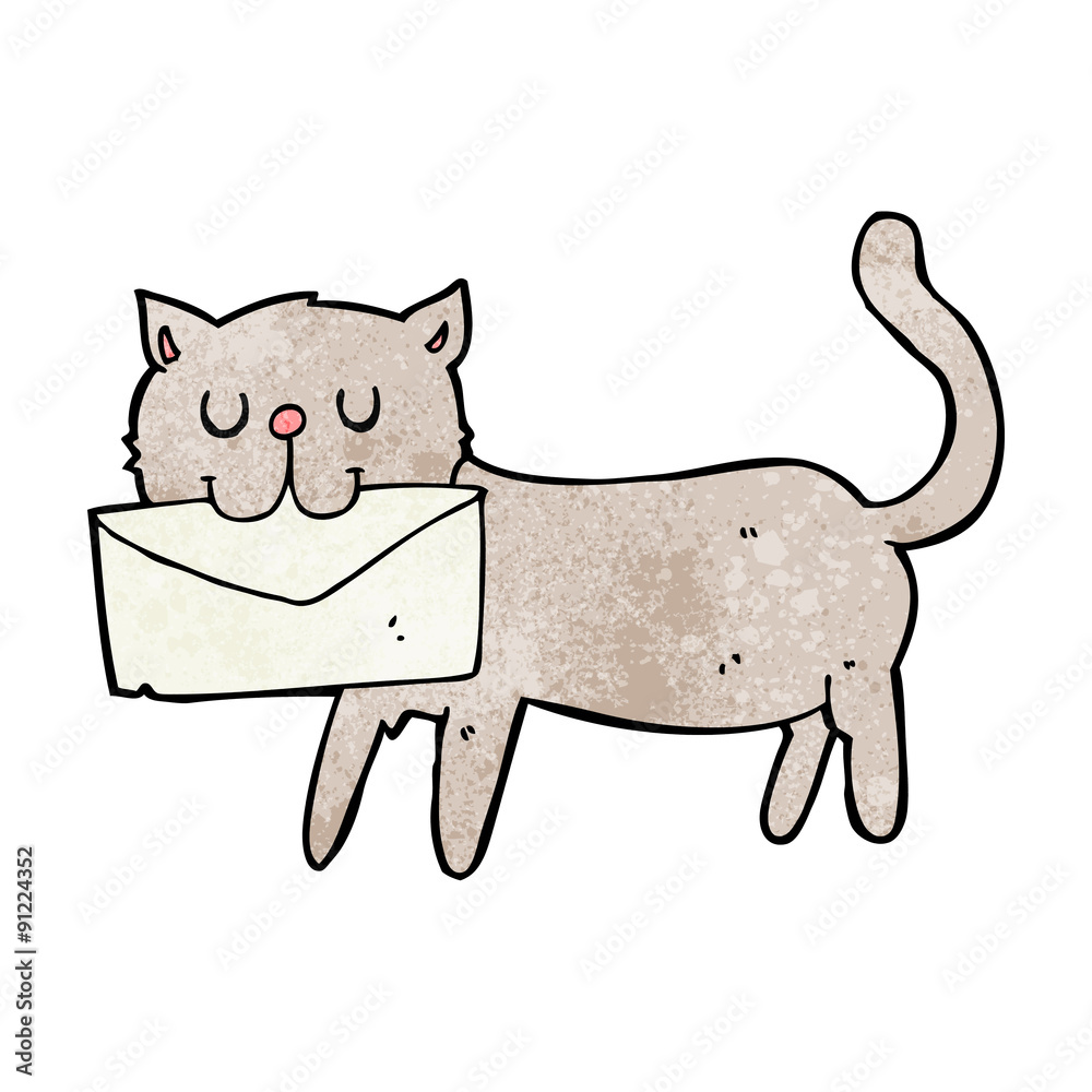 Obraz premium cartoon cat carrying letter
