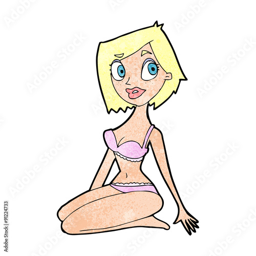 cartoon pretty woman in underwear