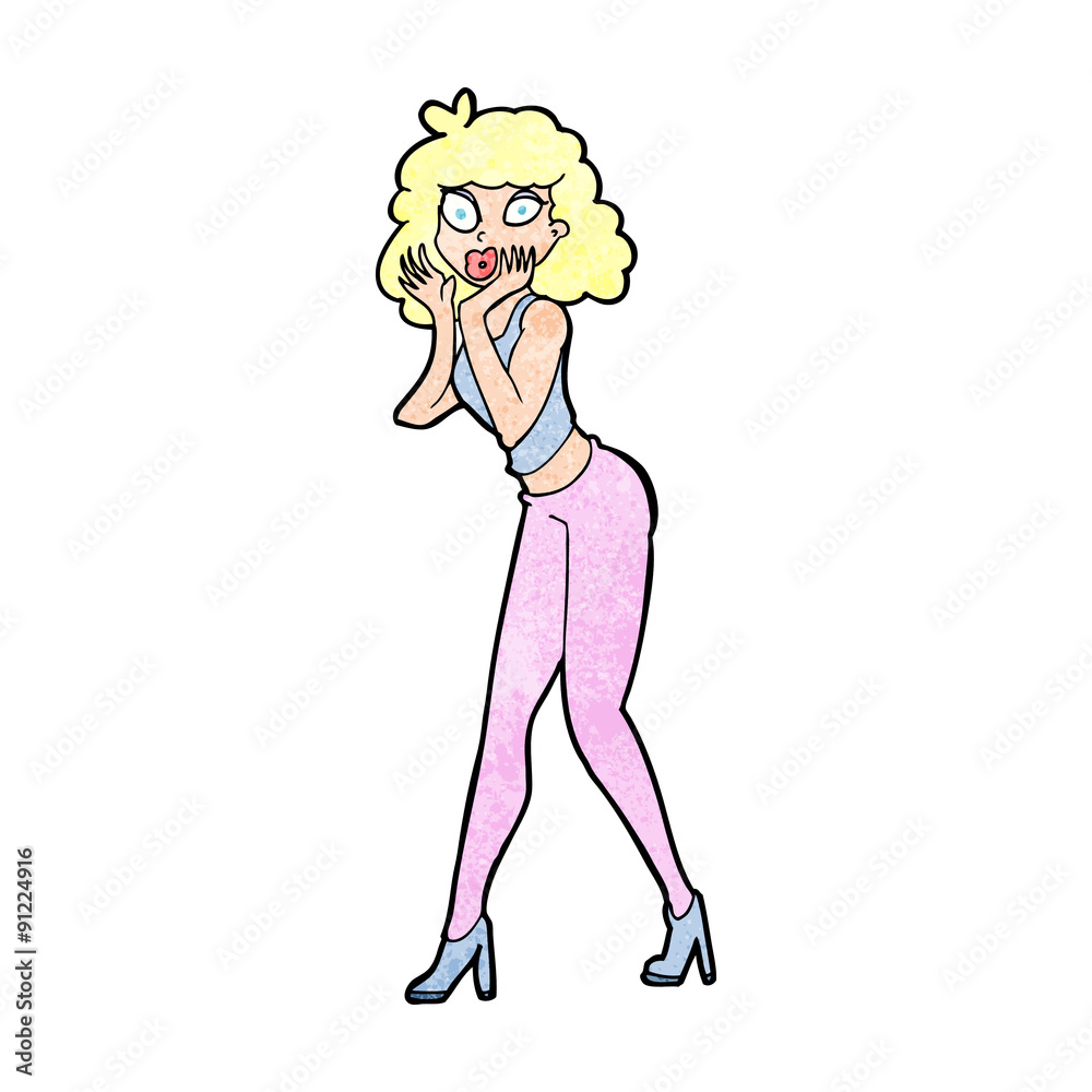 cartoon surprised woman