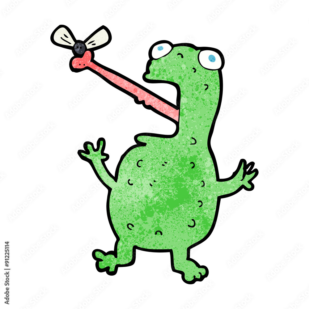 Obraz premium cartoon frog catching fly