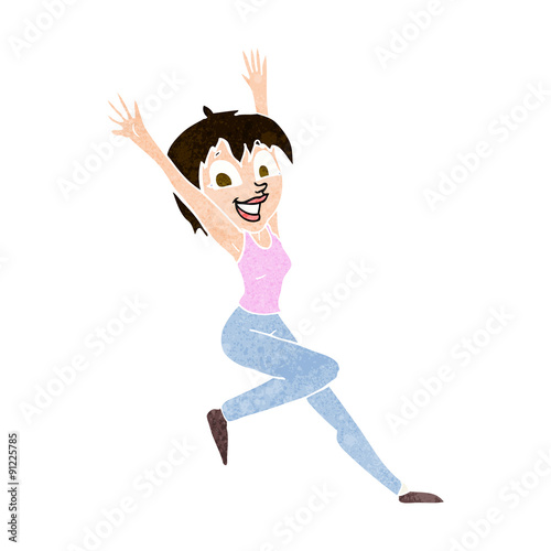 cartoon excited woman
