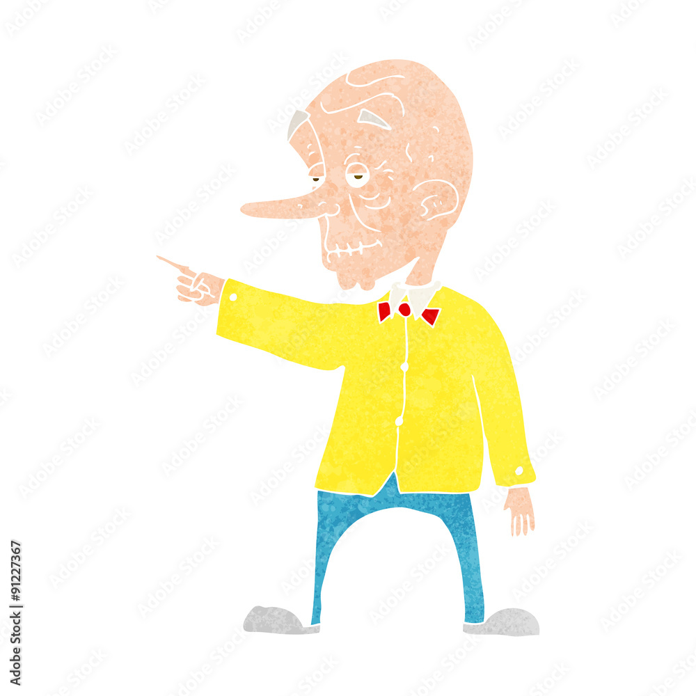 cartoon old man pointing